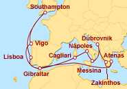 Itinerario Odisea Mediterr�nea - Cunard