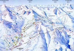 Karte Skistation Bareges La Mongie 