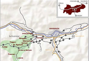 Carte de station de ski K�htai-Sellraintal 